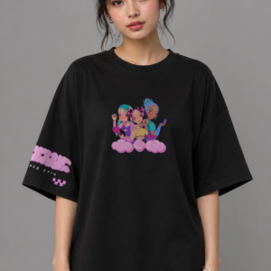 anime streetwear oversized black tee