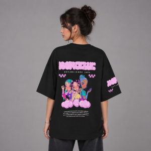 anime streetwear oversized black tee