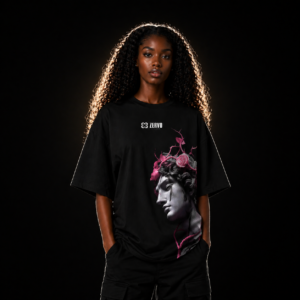 greek statue rose graphic oversized tee