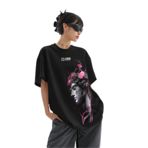 greek statue rose graphic oversized tee