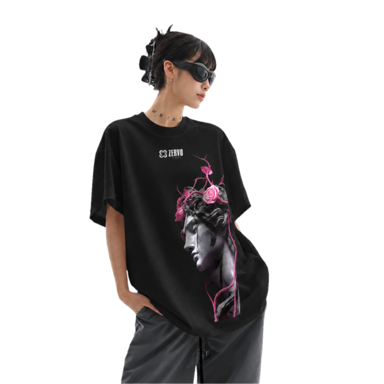 greek statue rose graphic oversized tee