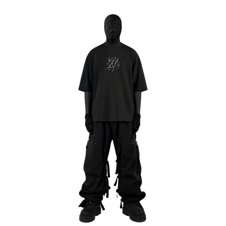 medusa gothic print oversized black tee