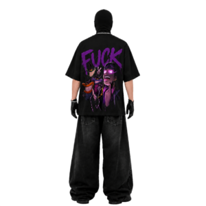 Oversized Black Graphic Anime T-Shirt